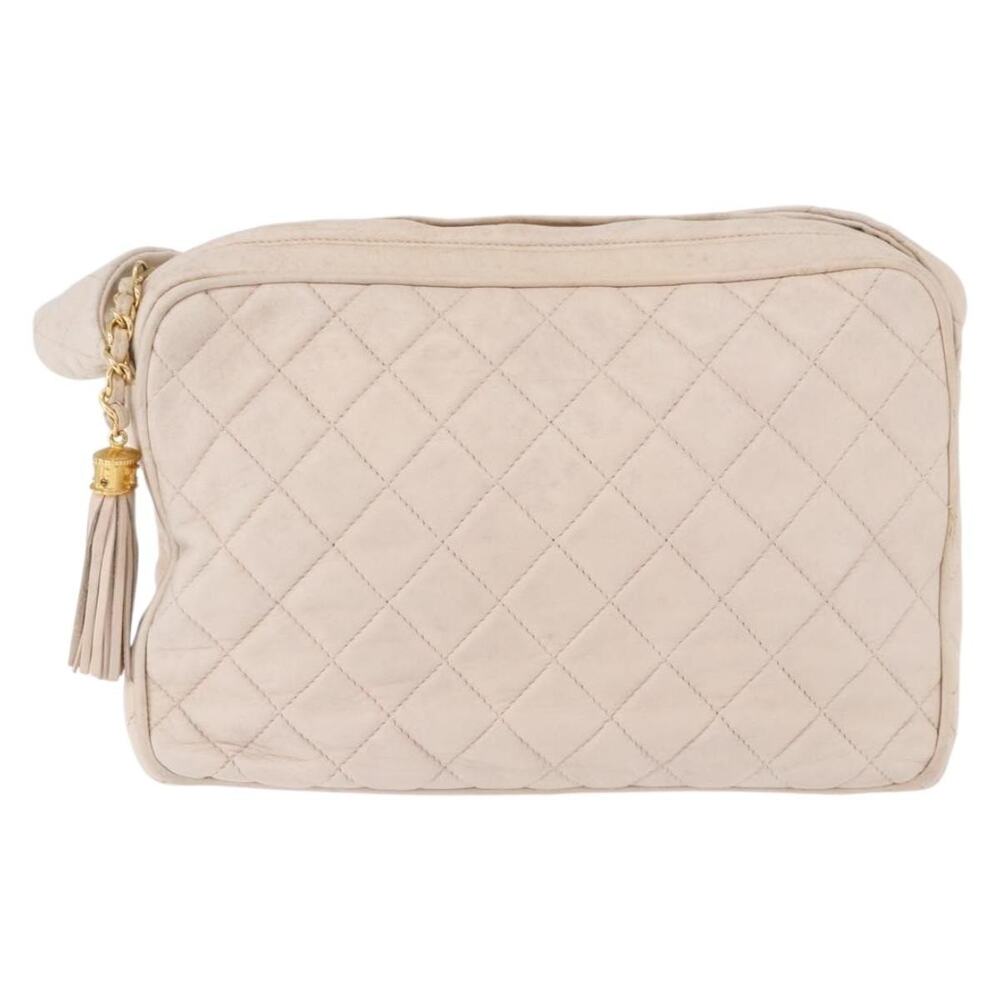 Chanel Matelasse Lambskin Leather Shoulder Bag White